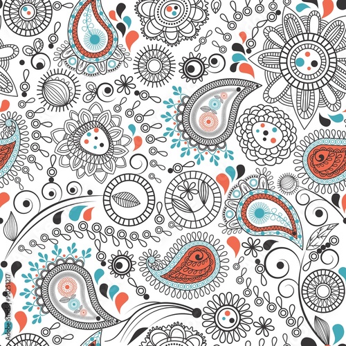 Blue & Orange Cashmere Pattern