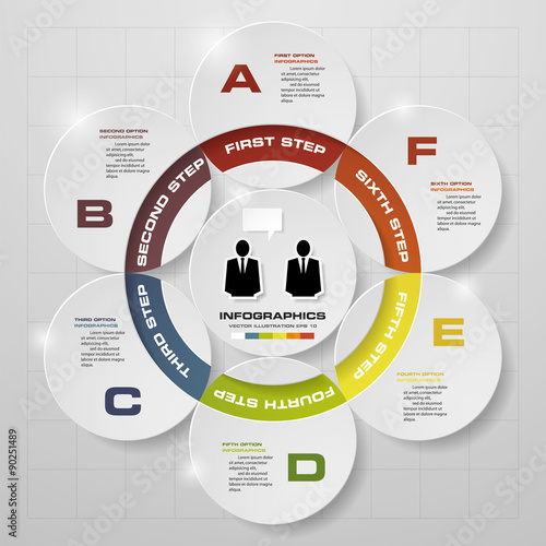 Design clean number banners template/graphic or website layout. 6 steps chart.