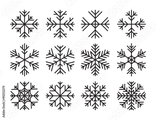 Set of the vector snowflakes icons