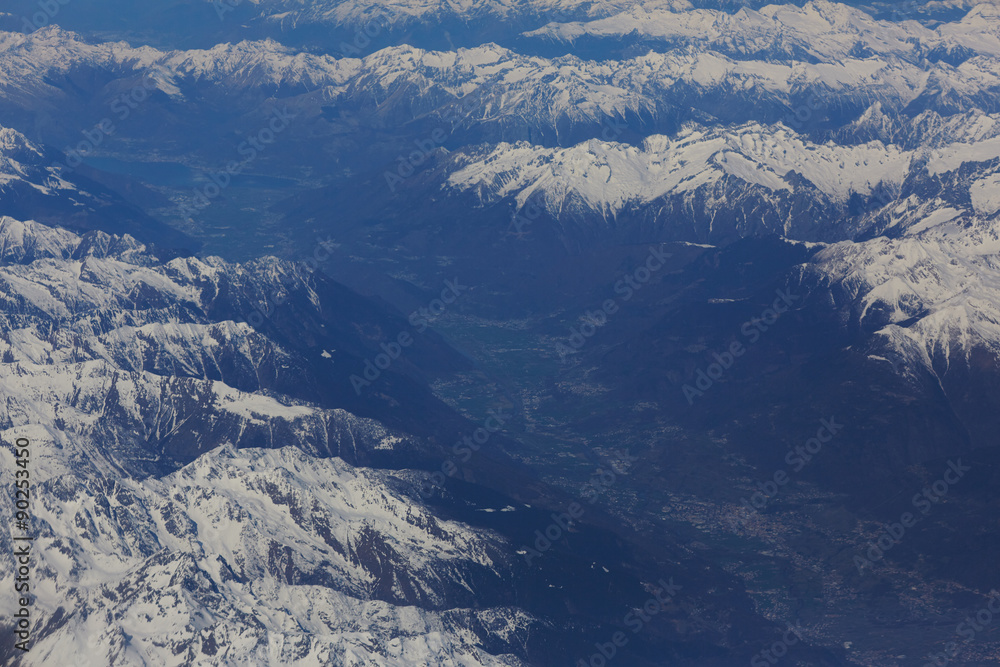Fototapeta premium view from the the plane to the mountains