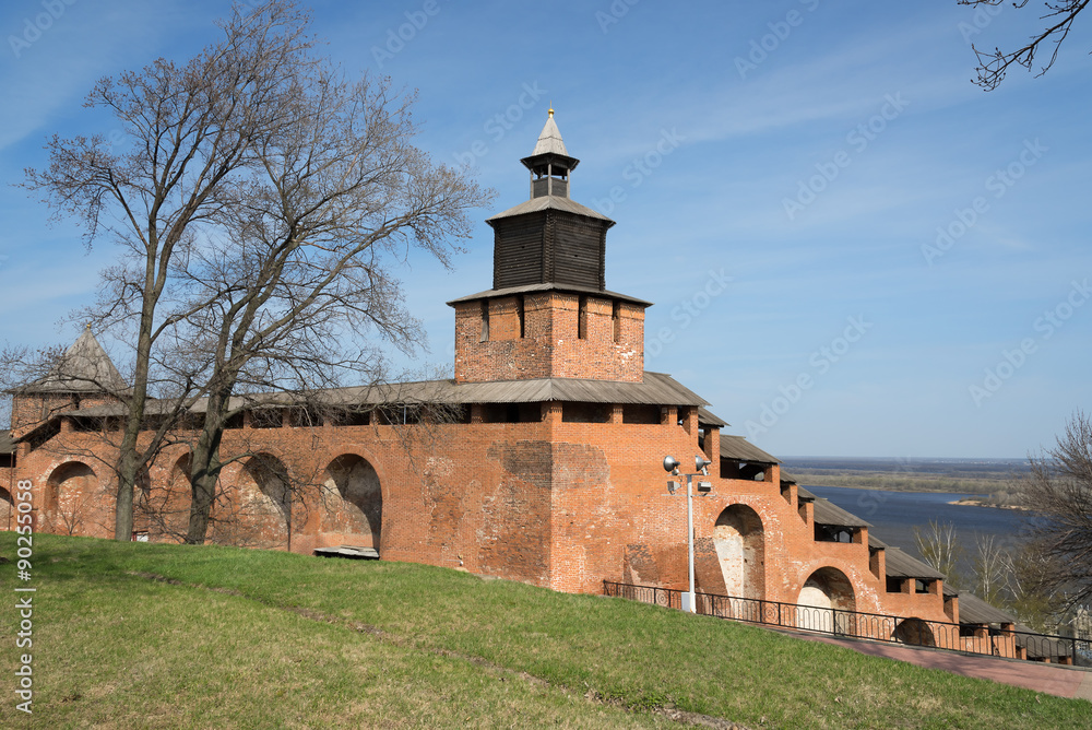 Wall and tower of Nizhny Novgorod Kremlin