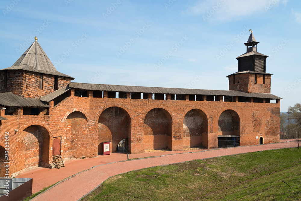Wall and tower of Nizhny Novgorod Kremlin