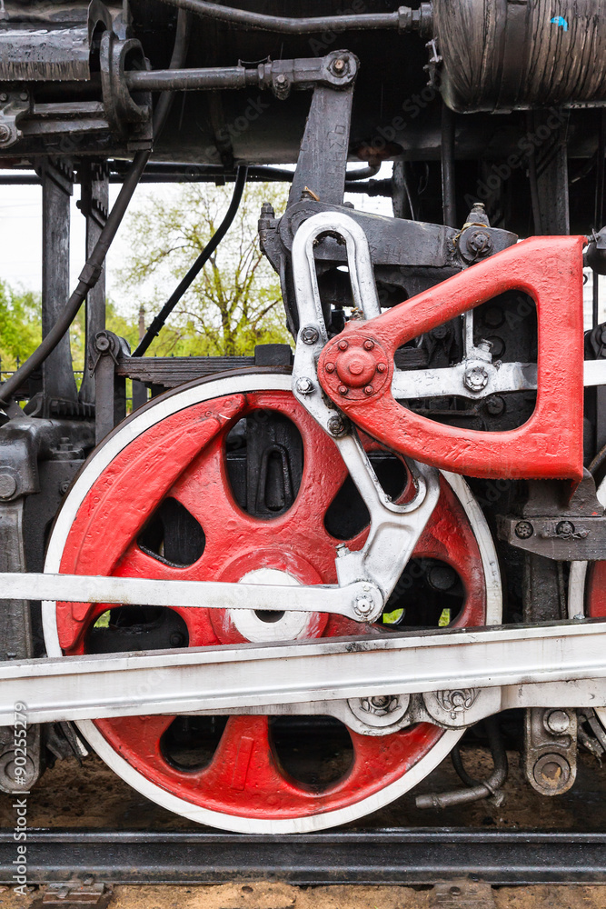 wheel detail of a steam train locomotive wheel detail of a steam train locomotive