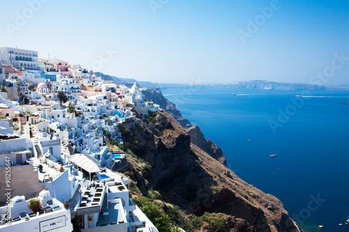 Santorini hill side with the sea