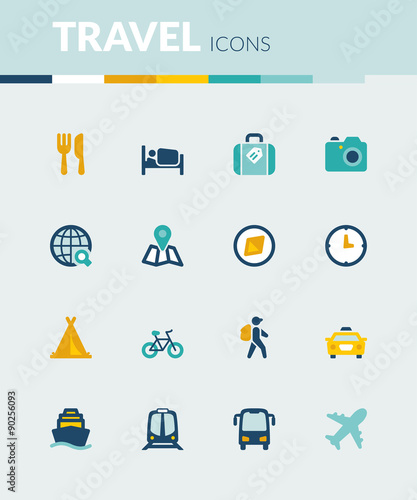 Travel colorful flat icons