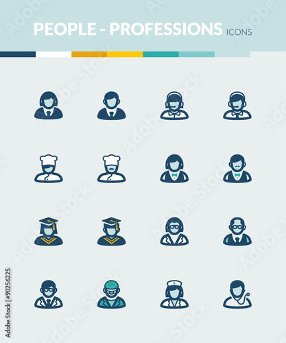 People  colorful flat icons. Professions and roles