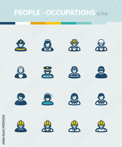 People  colorful flat icons. Occupations and roles
