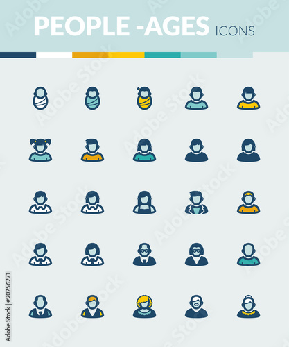 Age. Life stage. People colorful flat icons