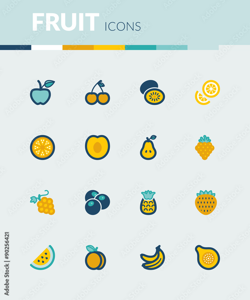 Fruit  colorful flat icons