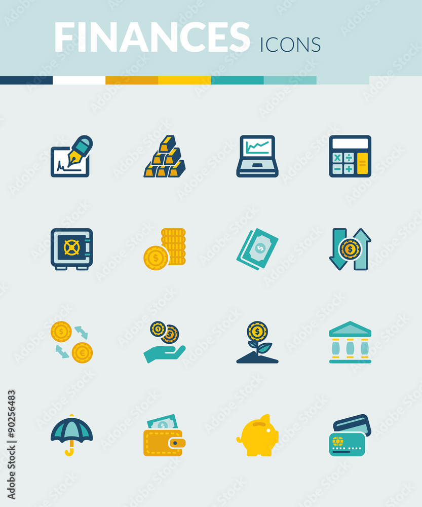 Finances colorful flat icons Finances colorful flat icons