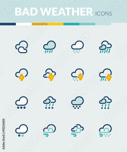 Bad weather  colorful flat icons