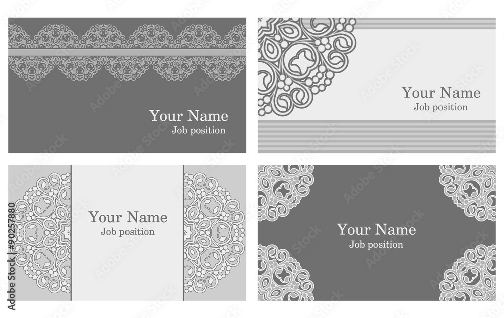 A set of elegant templates with floral elements for cards, invitations, postcards. Vector