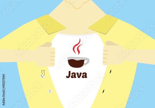 Java programming hero flat design. Advanced java programming conceptual illustration.Java language courses illustration. photo