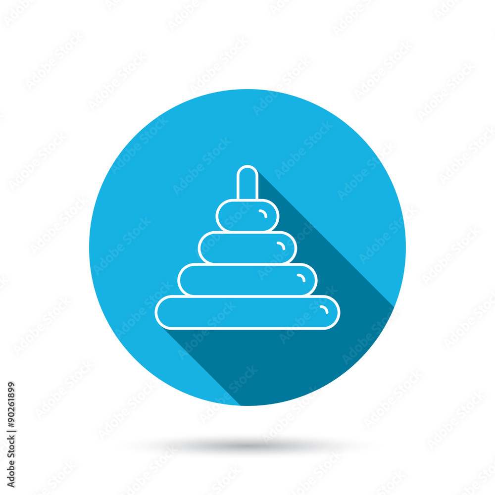 Pyramid baby toy icon. Child tower game sign. Pyramid baby toy icon. Child tower game sign.
