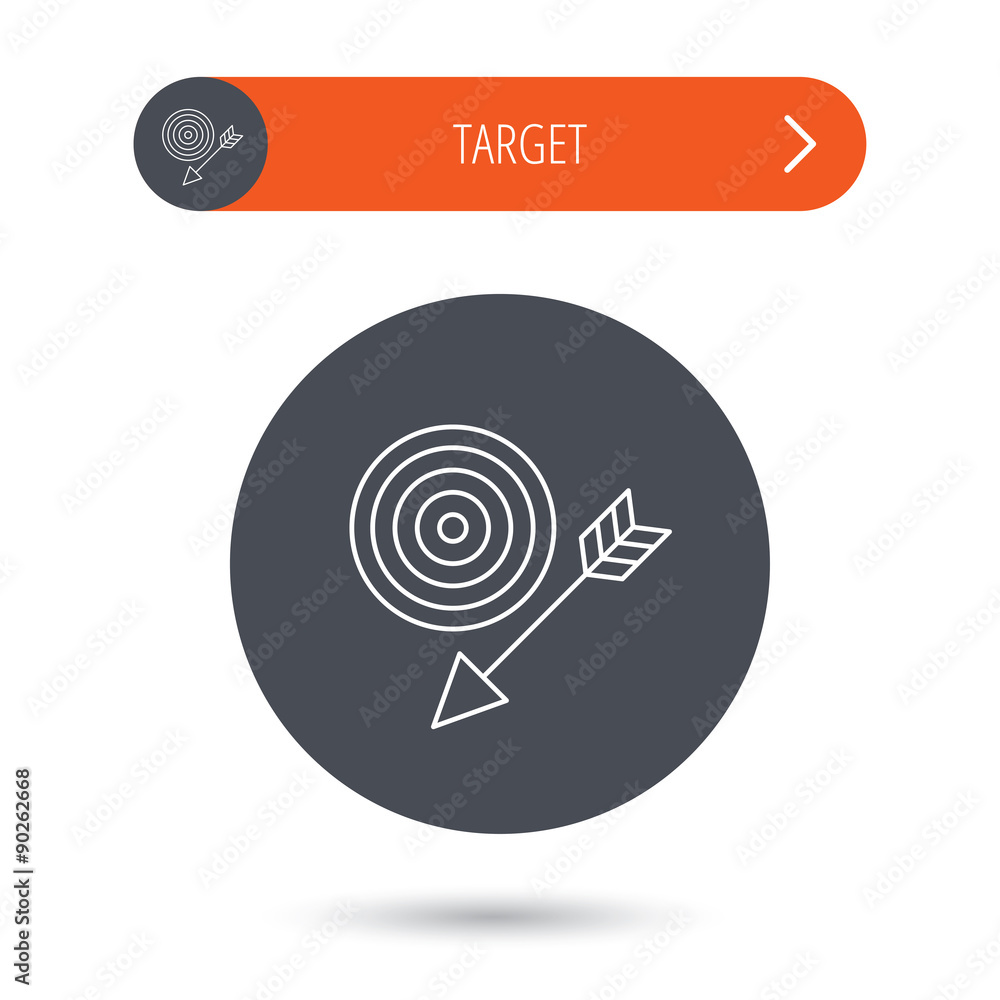 Target with arrow icon. Dart aim sign. Target with arrow icon. Dart aim sign.