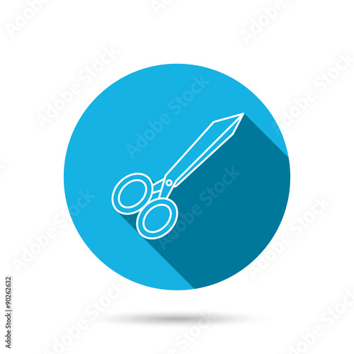 Tailor scissors icon. Hairdressing sign.