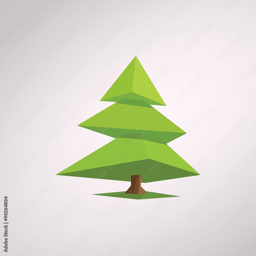 Christmas tree in modern low poly design. 3d polygonal geometric Christmas tree in modern low poly design. 3d polygonal geometric