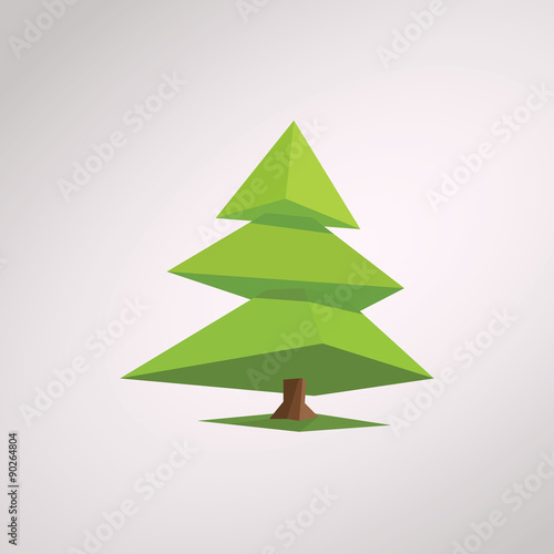 Christmas tree in modern low poly design. 3d polygonal geometric