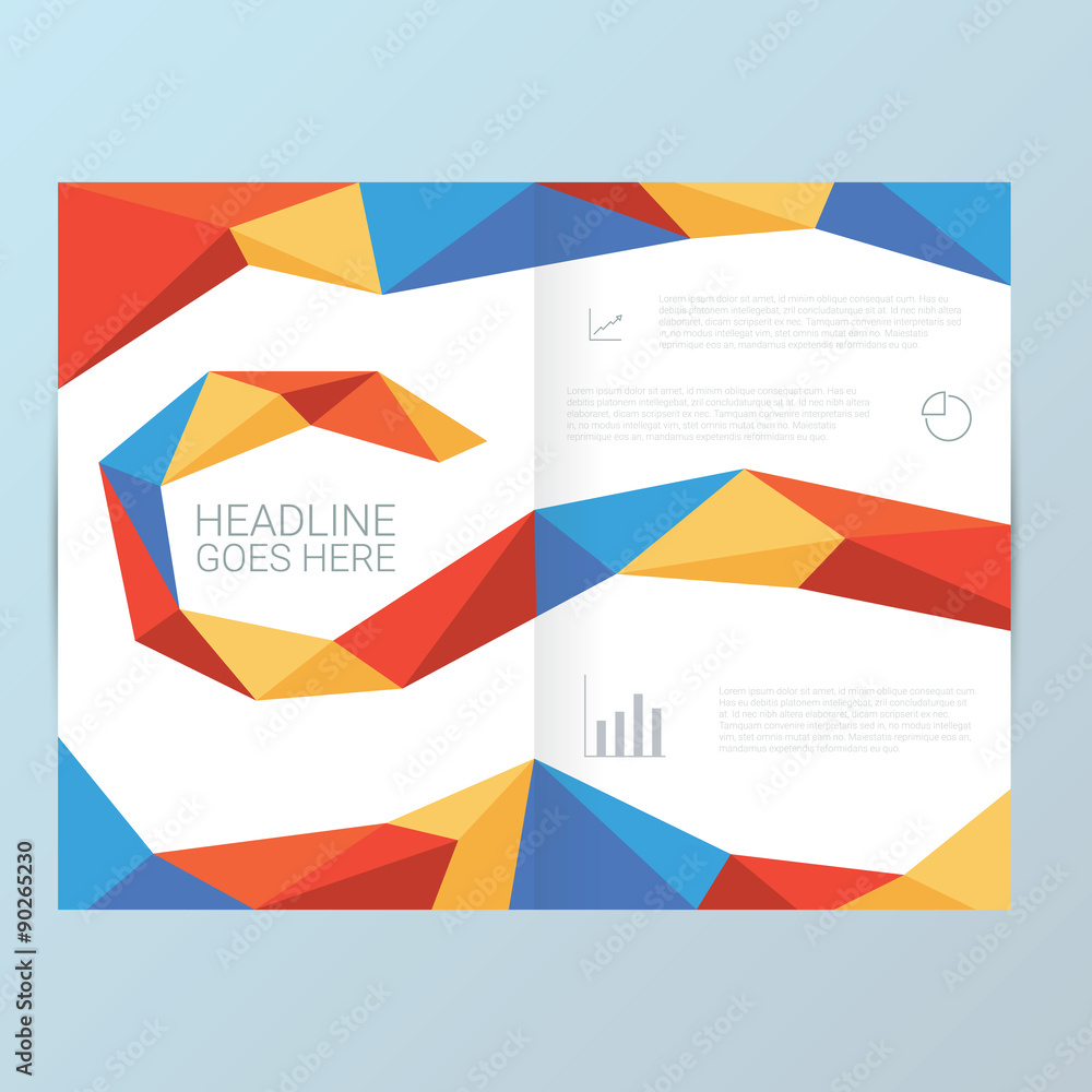 Report cover vector template. Low poly geometric shapes pattern