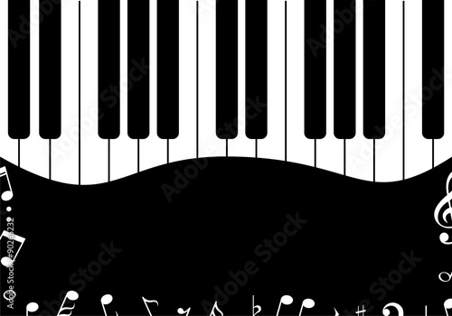 Music design Black piano with notes