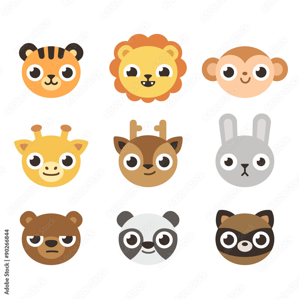 Cute cartoon animal faces Cute cartoon animal faces