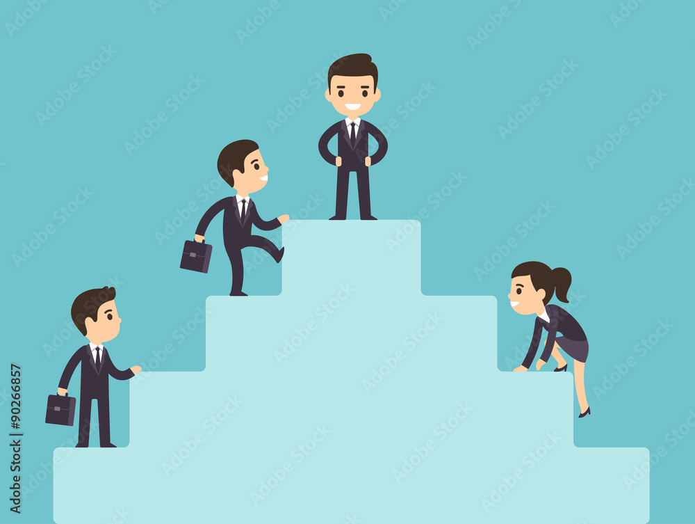 Business people climbing corporate ladder