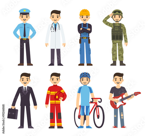 Cartoon man professions