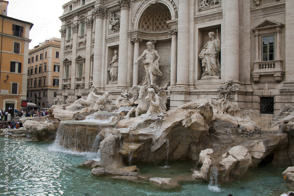 The famous Trevi Fountain in Rome, Italy