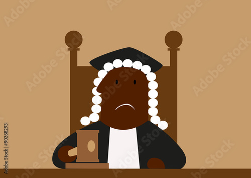 Judge in his wig passing judgment