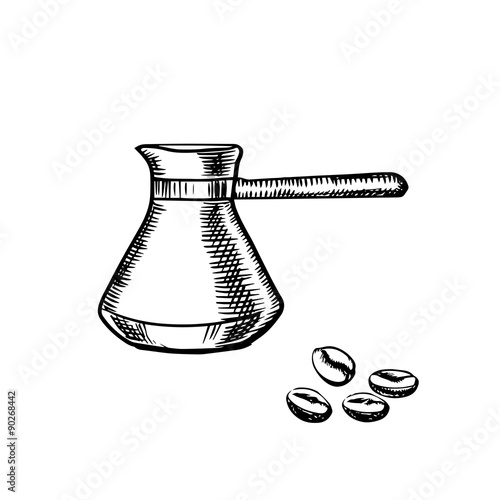 Coffee percolator and beans
