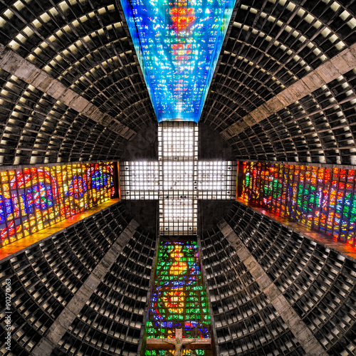 Interior of the metropolitan cathedral. The church is dedicated to Saint Sebastian, the patron saint of Rio de Janeiro