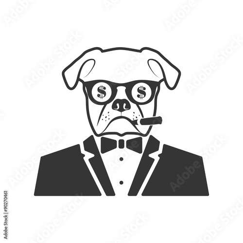 icon a dog muzzle in a suit