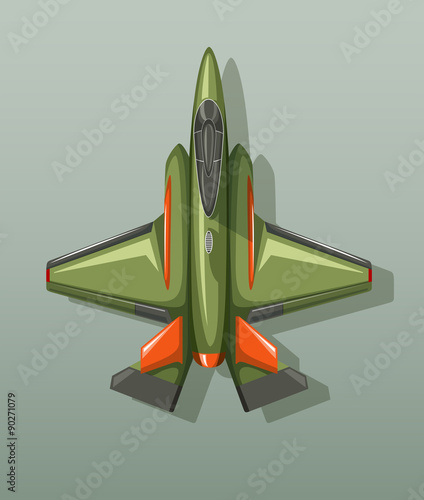 Green military fighting jet