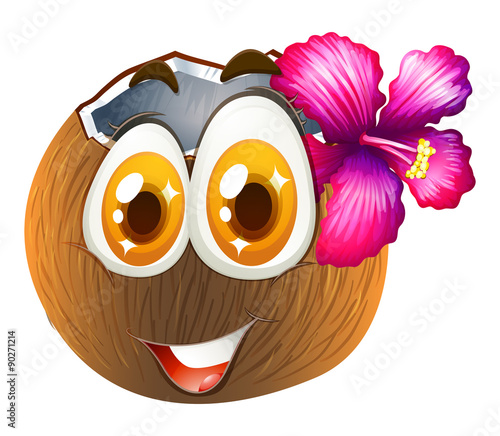 Coconut with happy face