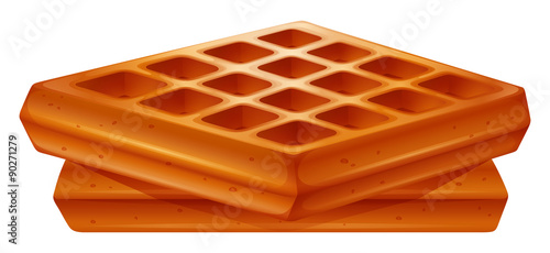 Golden brown waffles on white