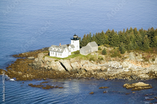 Slika na platnu Aerial view of Indian Island Lighthouse in Rockport, Maine