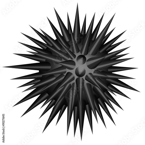 Black thorny ball on white