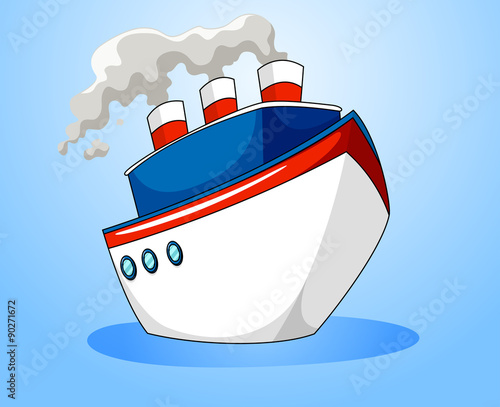 Ocean liner on blue background