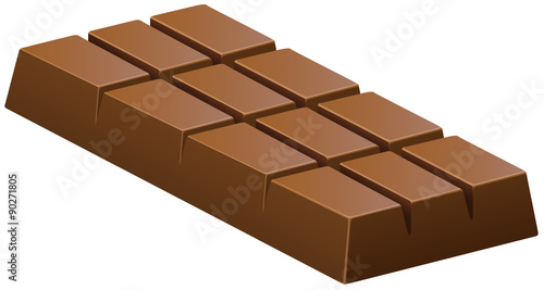 Milk chocolate bar on white