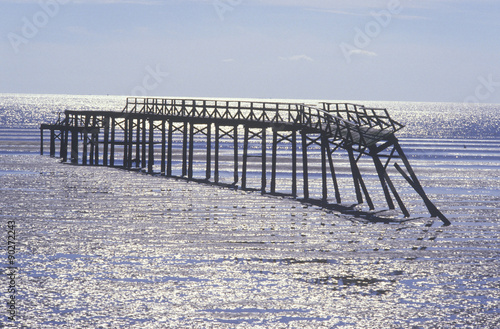 Pier at sunrise over the Gulf of Mexico  Biloxi  MS