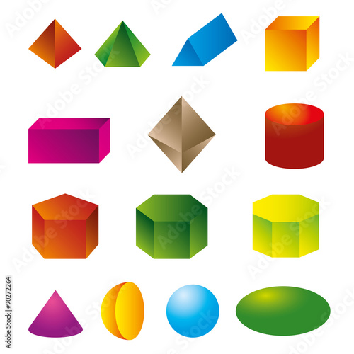 3d geometric shapes vector
