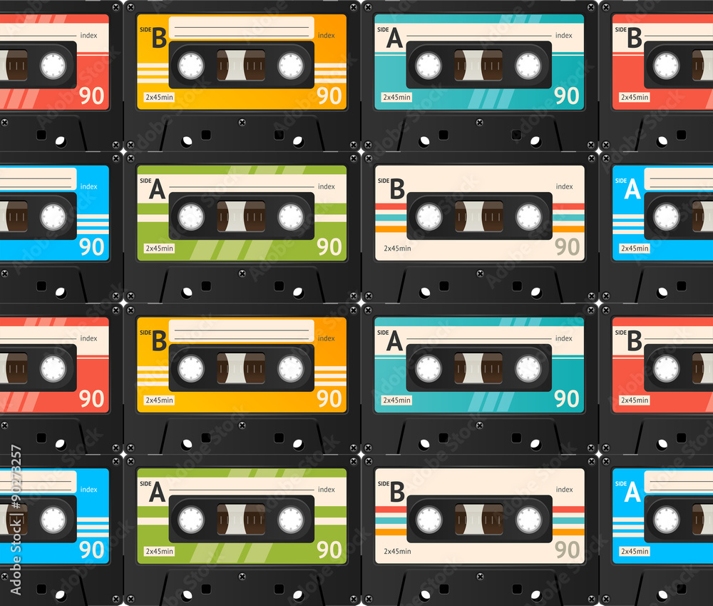 Obraz premium Cassette Tape Background. Vector