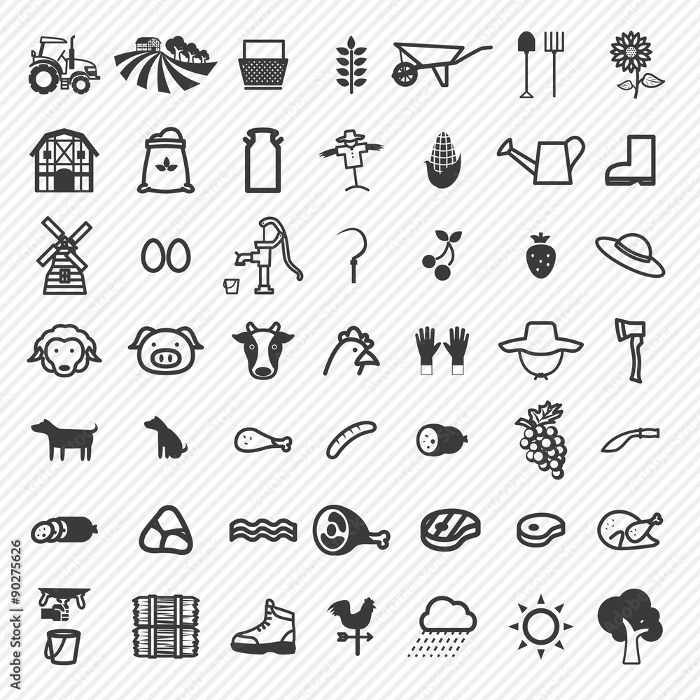 Obraz premium Agriculture icons set. illustration eps10