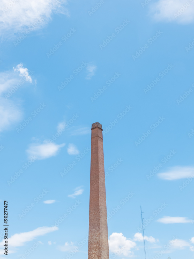chimney and blue sky clouds vertical