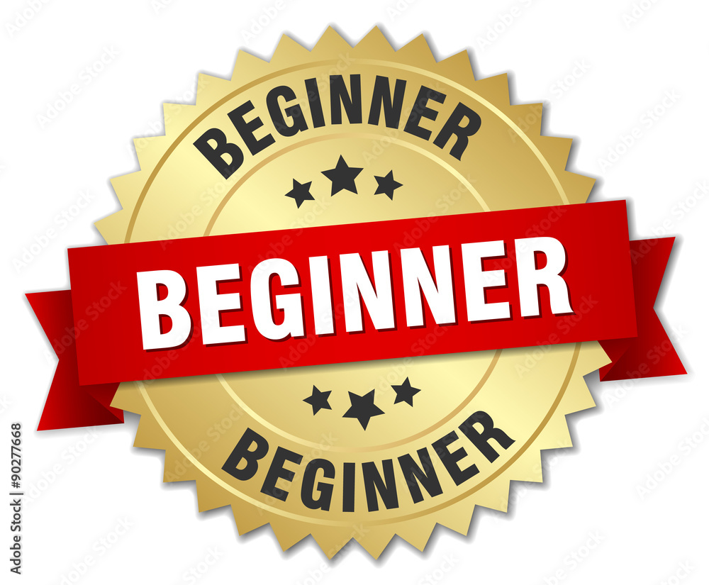 beginner 3d gold badge with red ribbon beginner 3d gold badge with red ribbon