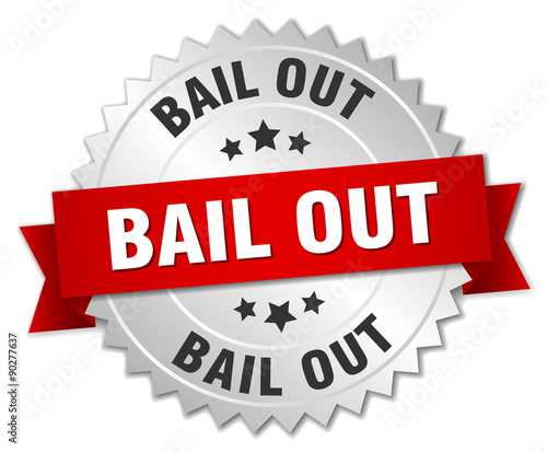 bail out 3d silver badge with red ribbon