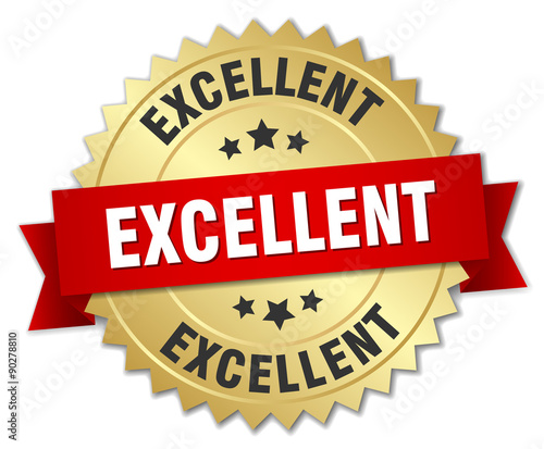 excellent 3d gold badge with red ribbon