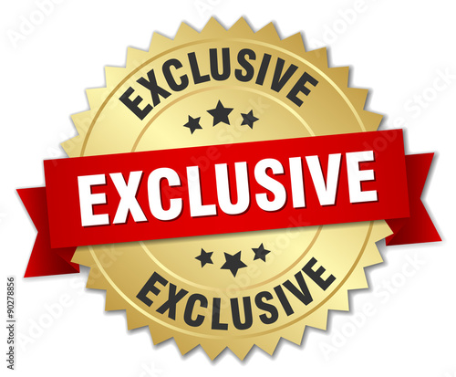 exclusive 3d gold badge with red ribbon