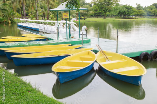 Colorful Plastic boat in the river