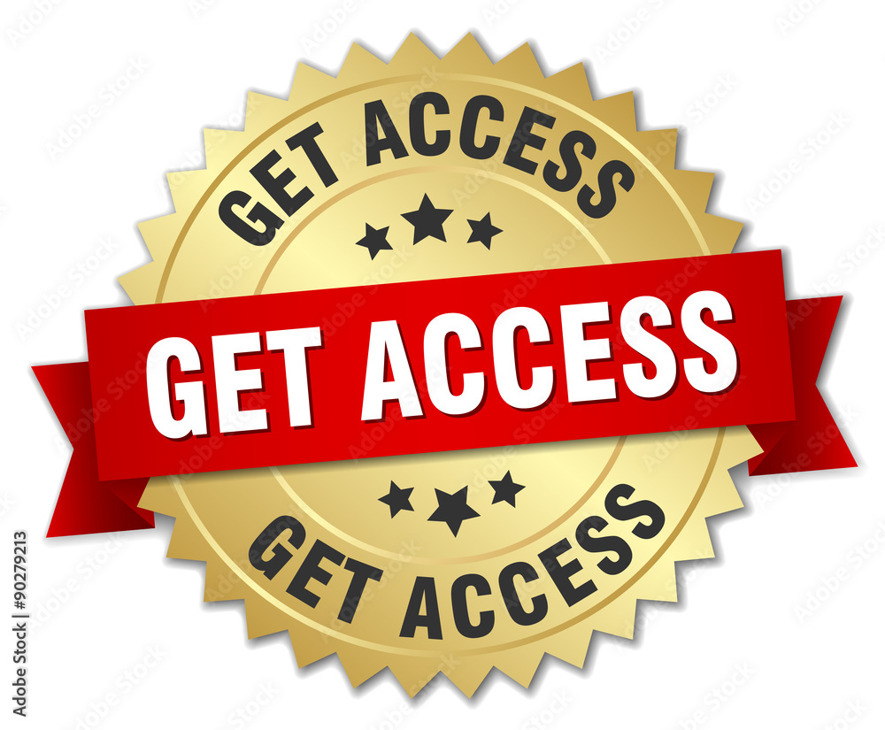 get access 3d gold badge with red ribbon get access 3d gold badge with red ribbon